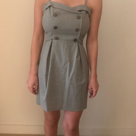 Adorable Gray Dress with Buttons - Picture 2 of 5